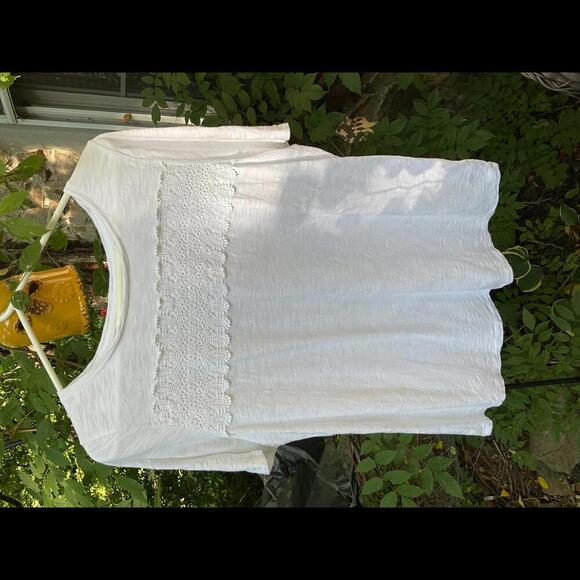 Talbot’s Slub T Shirt with Crochet Lace Detail. Size 1X - Picture 1 of 8